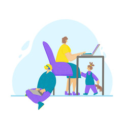 Digital nomand concept. Vector man with plaptop