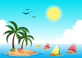 Summer Tropical Island Nature Background