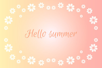 Summer floral background. White floral patterns on a delicate pastel background.