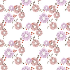 Seamless pattern with abstract flowers. Creative color floral surface design. Vector