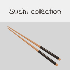 Sushi collection. Chopstick. Multicolored art without a stroke. Vector.