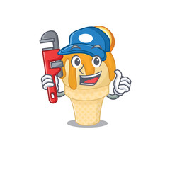 Orange ice cream Smart Plumber cartoon character design with tool