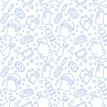 Cleaning, housework icons pattern. Maid service seamless background. Seamless pattern vector illustration