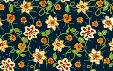 seamless floral vintage traditional ethnic pattern backround
