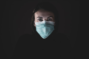 Girl with mask to protect her from Coronavirus