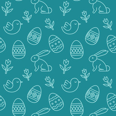 Easter icons pattern. Happy Easter seamless background. Seamless pattern vector illustration