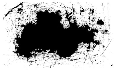 Spilled black paint on a white background 