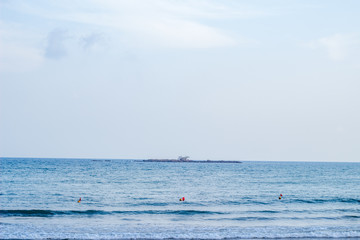 Naklejka premium A shot of Indian Ocean with little island in the middle