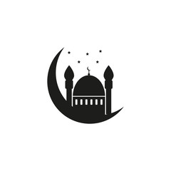 Ramadan greeting card with arabic calligraphy Ramadan Kareem. Islamic background half a month with mosques