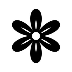 Black flower icon, vector in silhouette isolated on white background. cartoon style