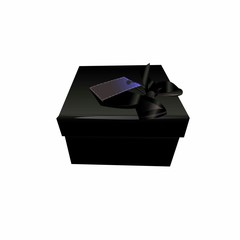 Black gift wrap. Box with a bow. Isolated vector