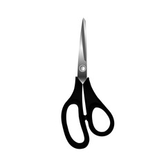 Scissors with black handles on an isolated background