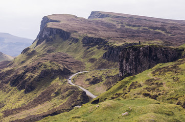 Viewpoint of Quiraing valley landslip mountain