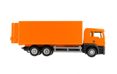 Orange truck isolated on white background, transportation car Delivery