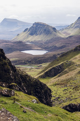 Quiraing landscape with a lake view