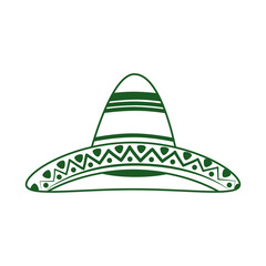 traditional hat cinco de mayo mexican celebration line style icon