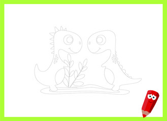 Obraz premium coloring pages for kids with dinosaurs. Kids learning material