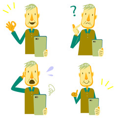 シニア男性　スマホ　セット