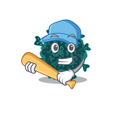 Picture of herdecovirus cartoon character playing baseball