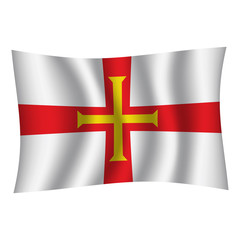 Fototapeta premium Guernsey flag background with cloth texture. Guernsey Flag vector illustration eps10. - Vector