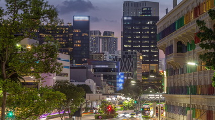 Old Hill Street Police Station historic building in Singapore day to night timelapse.