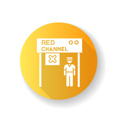 Red channel yellow flat design long shadow glyph icon. Boarding passage closed. Prohibited entrance to airplane departure. Security control before transit. Silhouette RGB color illustration