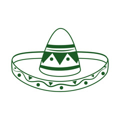 traditional hat cinco de mayo mexican celebration line style icon