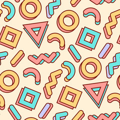 Seamless pattern of abstract colorful geometric shapes