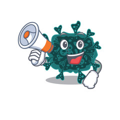 Cartoon character of herdecovirus having a megaphone