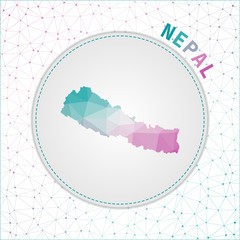 Vector polygonal Nepal map. Map of the country with network mesh background. Nepal illustration in technology, internet, network, telecommunication concept style . Elegant vector illustration.