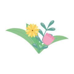 flowers leaves foliage branch decoration isolated icon design