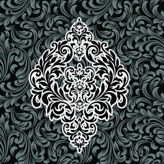 Damask wallpaper.  vector background. Black and white texture. Floral ornament