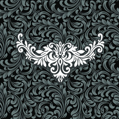 Damask wallpaper.  vector background. Black and white texture. Floral ornament