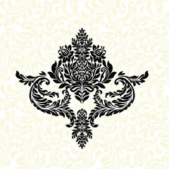 Damask wallpaper.  vector background. Black and white texture. Floral ornament