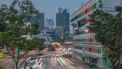 Obraz premium Old Hill Street Police Station historic building in Singapore night to day timelapse.