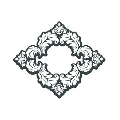 Damask wallpaper.  vector background. Black and white texture. Floral ornament