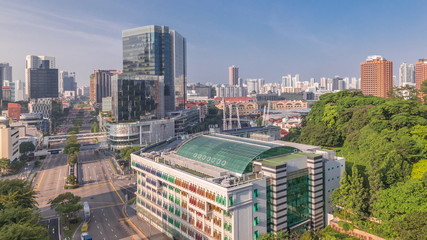 Morning view over Old Hill Street Police Station historic building in Singapore timelapse.