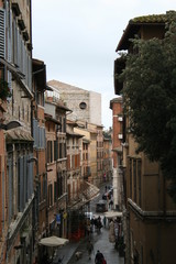 Perugia, Italy : street with the basilica of S. Domenico