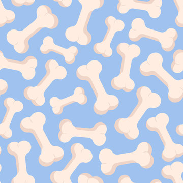 Vector seamless pattern with bones; bones on blue background for fabric, wrapping paper, textile, web design.