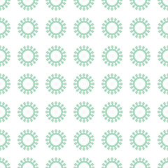 Green Coronavirus shapes seamless pattern on white background. Virus cells vector pattern background illustration.