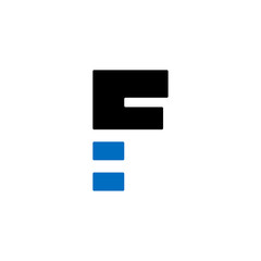 Blue Horizontal Lines Geometric Vector Logo Letter F