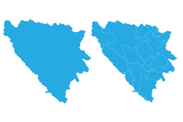 Map - Bosnia Herzegovina Cantons Couple Set , Map of Bosnia Herzegovina Cantons,Vector illustration eps 10.