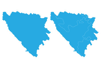 Map - Bosnia Herzegovina Regions Couple Set , Map of Bosnia Herzegovina Regions ,Vector illustration eps 10.