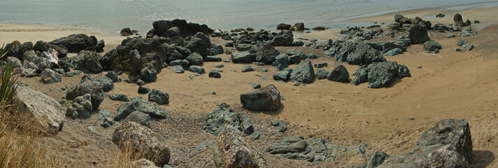 Riverton Rocks in Taramea Bay in Riverton,Southland on South Island of New Zealand
