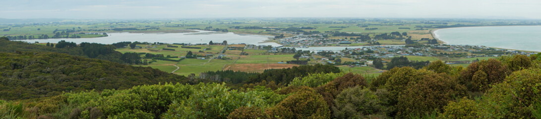 Fototapeta na wymiar Panoramic view of Riverton,Southland from Mores Coastal Loop Track on South Island of New Zealand 