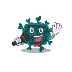 Talented singer of herdecovirus character holding a microphone