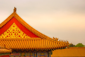 Traditional roofs in Beijing's Forbidden City, China