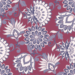 Floral seamless pattern. Vintage background in batik style