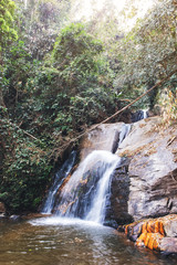 A beautiful waterfall in the tropical jungle