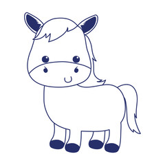 cute little horse cartoon animal isolated icon design line style